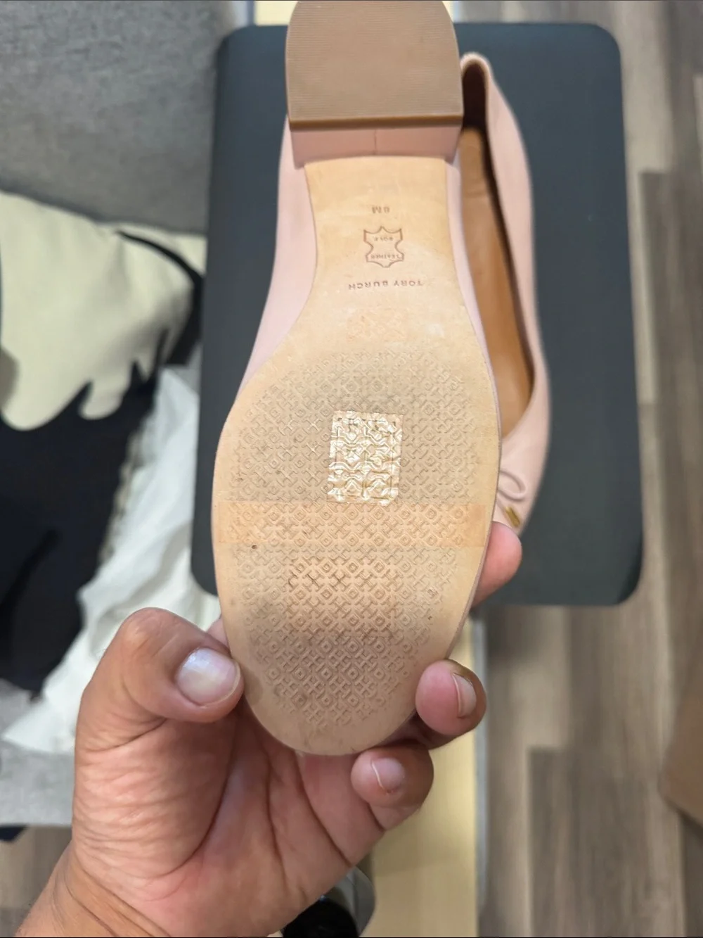 Tory Burch Blush Pink Leather Ballet Flats with Bow